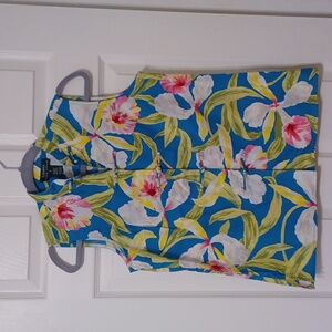 Exquisite Lauren Ralph Lauren Mandarin floral design sleeveless blouse size smal